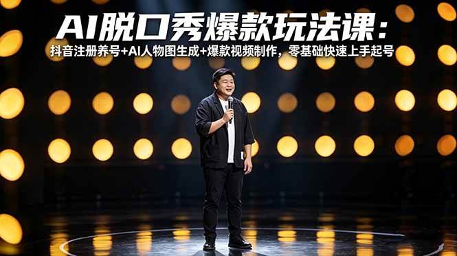 （18012期）AI脱口秀爆款玩法课：抖音注册养号+AI人物图生成+爆款视频制作，零基础快速上手起号|青心网创站