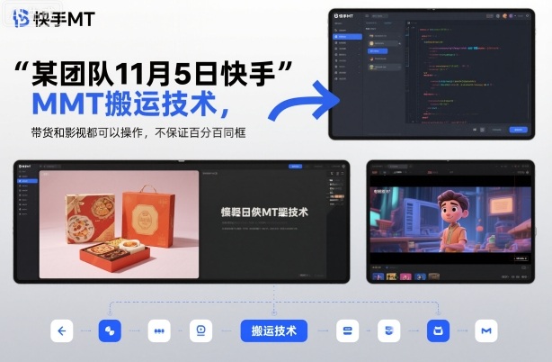 某团队11月5日快手MT搬运技术，带货和影视都可以操作，不保证百分百同框，自测-青心网创站