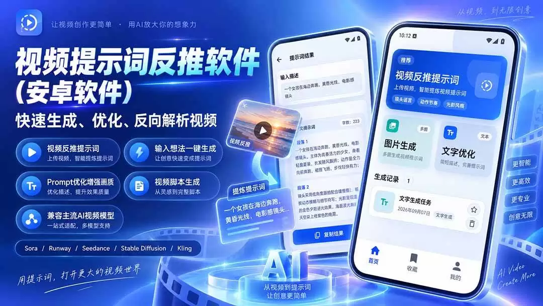 （20301期）视频提示词反推软件（安卓软件），快速生成、优化、反向解析视频 - 青心资源站