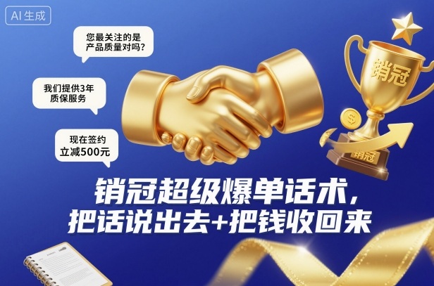 销冠超级爆单话术,把话说出去+把钱收回来-青心网创站