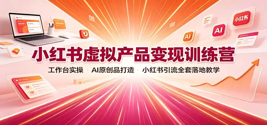 小红书虚拟产品变现训练营：工作台实操，AI原创品打造，小红书引流全套落地教学|青心网创站