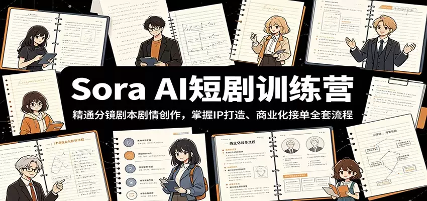 Sora AI短剧训练营：精通分镜剧本剧情创作，掌握IP打造、商业化接单全套流程|青心网创站