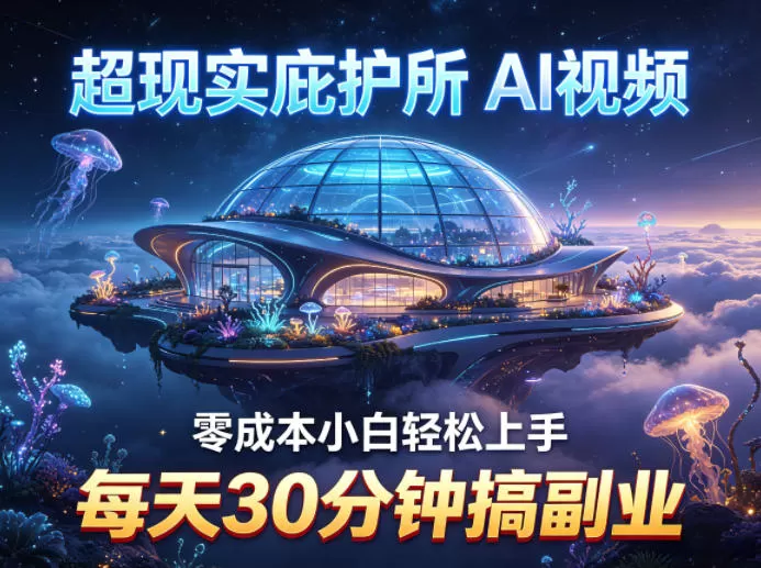 超现实庇护所AI视频项目拆解,零成本小白轻松上手,每天30分钟搞副业|青心网创站