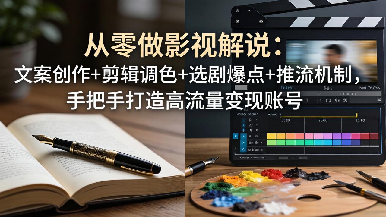 从零做影视解说：文案创作+剪辑调色+选剧爆点+推流机制，手把手打造高流量变现账号|青心网创站