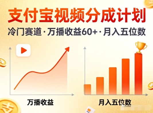 支付宝视频分成计划，做冷门赛道，万播收益60+，月入五位数！-青心网创站