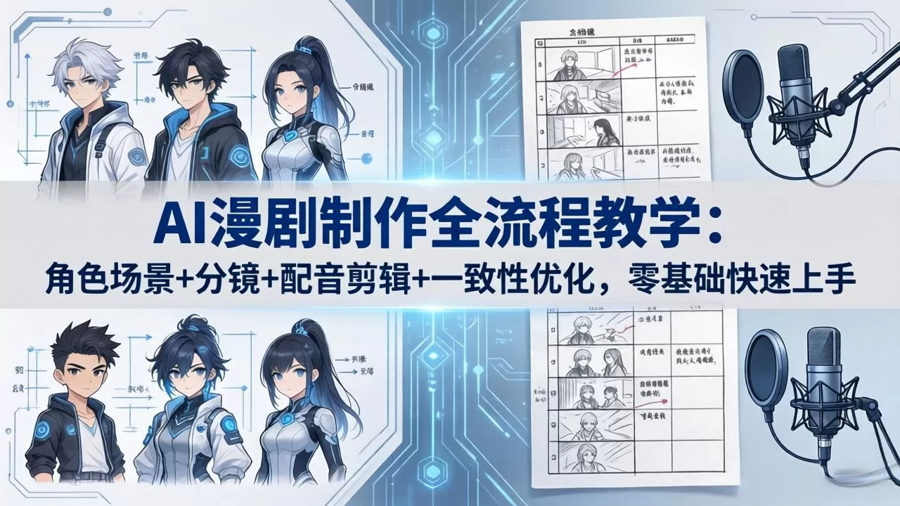 AI漫剧制作全流程教学：角色场景+分镜+配音剪辑+一致性优化，零基础快速上手|青心网创站