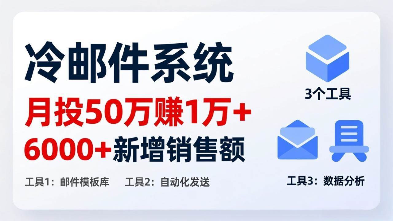 (17469期)月投 50 刀赚 1 万 +!冷邮件系统:6000 + 新增销售额,靠 3 个工具轻松搞青心网创青心网创站