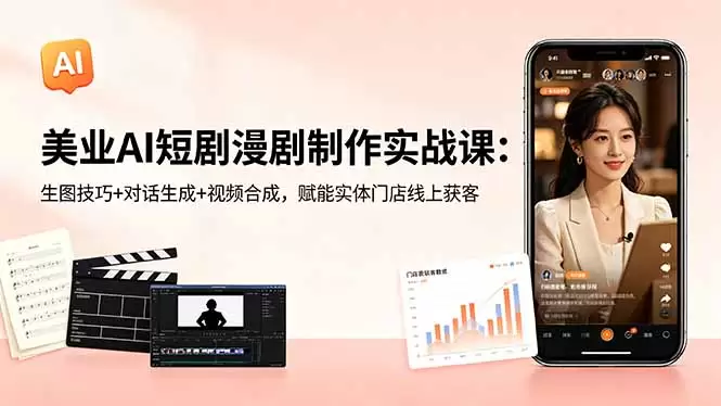 美业AI短剧漫剧制作实战课：生图技巧+对话生成+视频合成，赋能实体门店线上获客|青心网创站