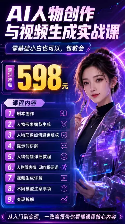 抖音5W粉丝博主的AI真人日系女孩制作教学，AI人物创作与视频生成实战课，新手也能快速起号涨粉变现（更新1002） - 青心资源站