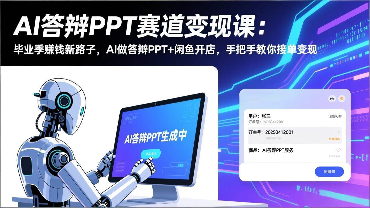 （17546期）AI答辩PPT赛道变现课：毕业季赚钱新路子，AI做答辩PPT+闲鱼开店，手把手教你接单变现青心网创青心网创站