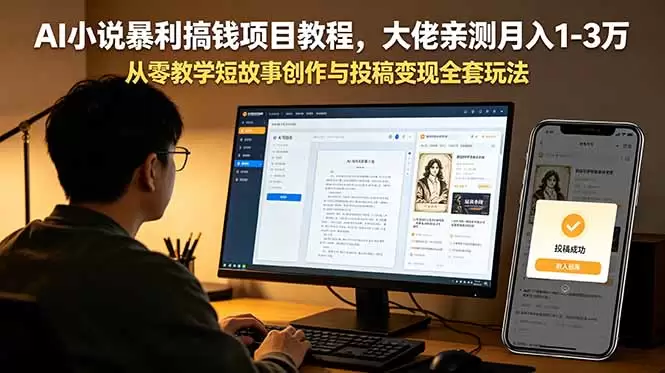 AI小说暴利搞钱项目教程，大佬亲测月入1-3万，从零教学短故事创作与投稿变现全套玩法|青心网创站