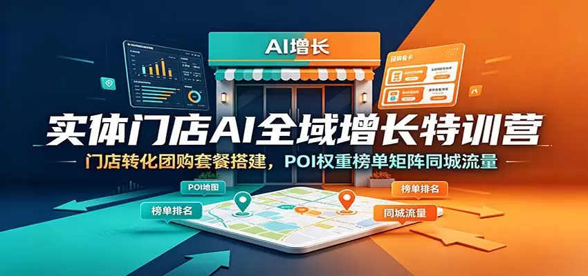 实体门店AI全域增长特训营：门店转化团购套餐搭建，POI权重榜单矩阵同城流量|青心网创站