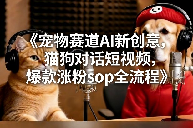 宠物赛道AI新创意，猫狗对话短视频，爆款涨粉sop全流程青心网创青心网创站