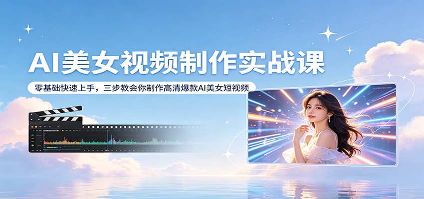AI美女视频制作实战课：零基础快速上手，三步教会你制作高清爆款AI美女短视频|青心网创站