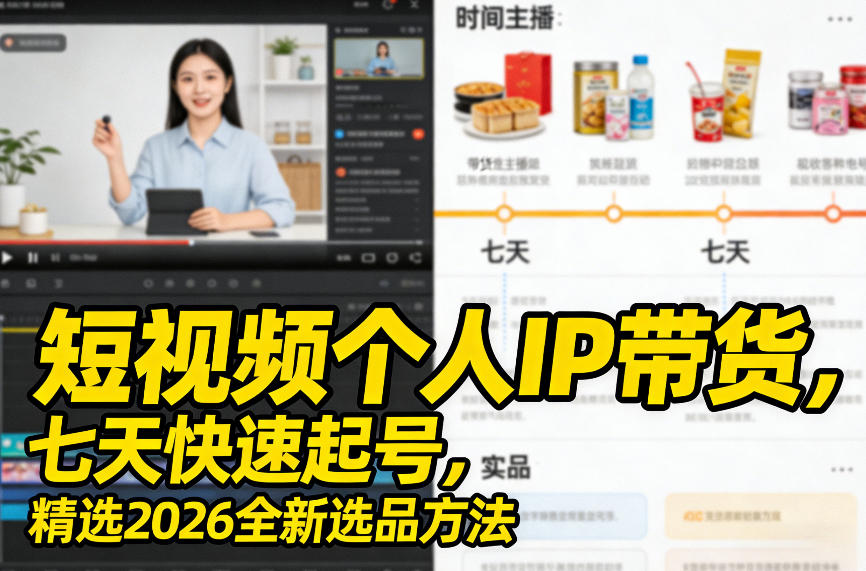 短视频个人IP带货,七天快速起号,精选2026全新选品方法青心网创青心网创站