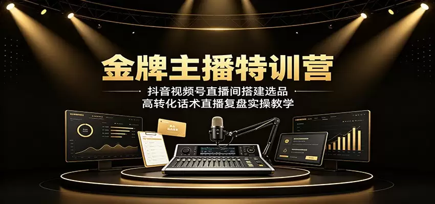 金牌主播特训营：抖音视频号直播间搭建选品，高转化话术直播复盘实操教学|青心网创站