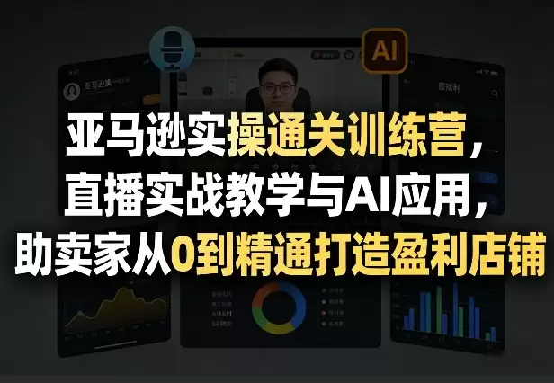 亚马逊实操通关训练营，直播实战教学与AI应用，助卖家从0到精通打造盈利店铺（更新8月8日）|青心网创站