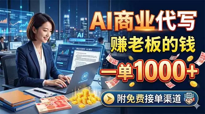AI商业代写，赚老板的钱，一单1000+，附免费接单渠道|青心网创站
