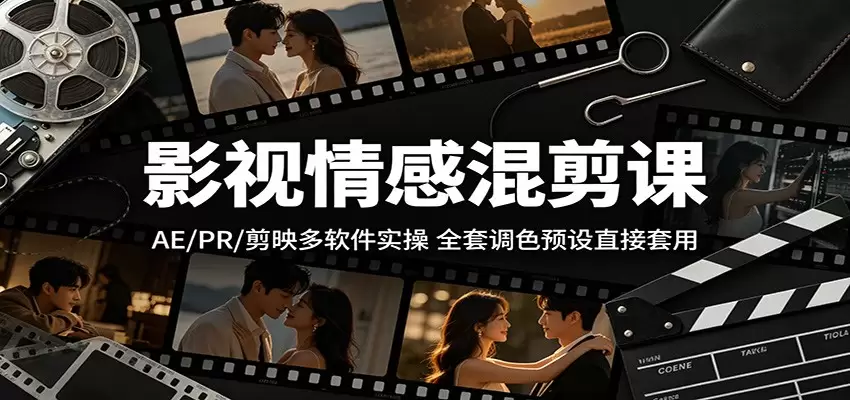影视情感混剪课：AE/PR/剪映多软件实操，全套调色预设直接套用|青心网创站