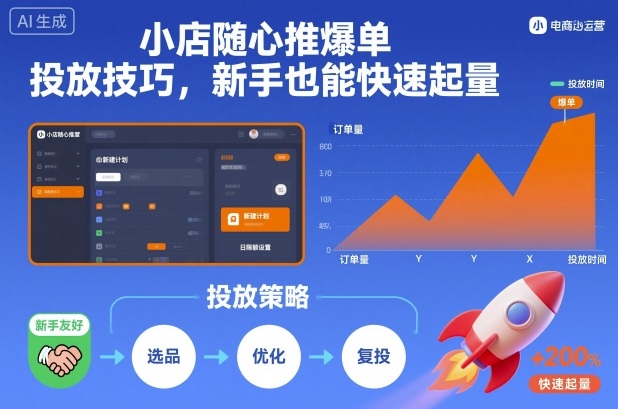 小店随心推爆单投放技巧,新手也能快速起量-青心网创站