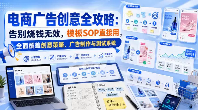电商广告创意全攻略：告别烧钱无效，模板SOP直接用，全面覆盖创意策略、广告制作与测试系统【原创双语字幕】 - 青心资源站
