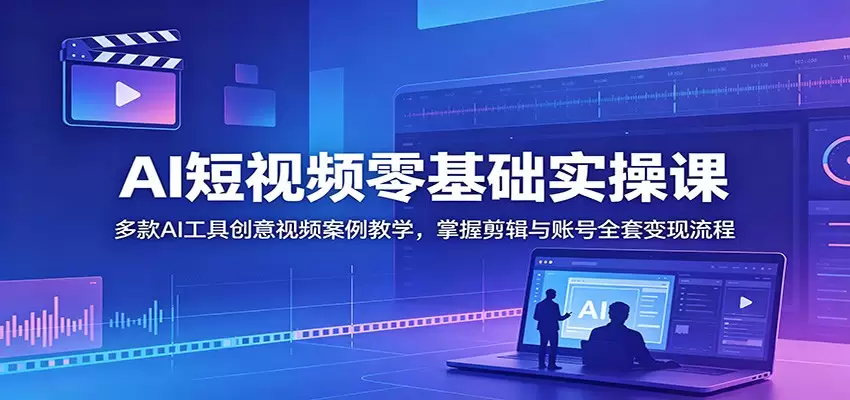 AI短视频零基础实操课：多款AI工具创意视频案例教学，掌握剪辑与账号全套变现流程|青心网创站
