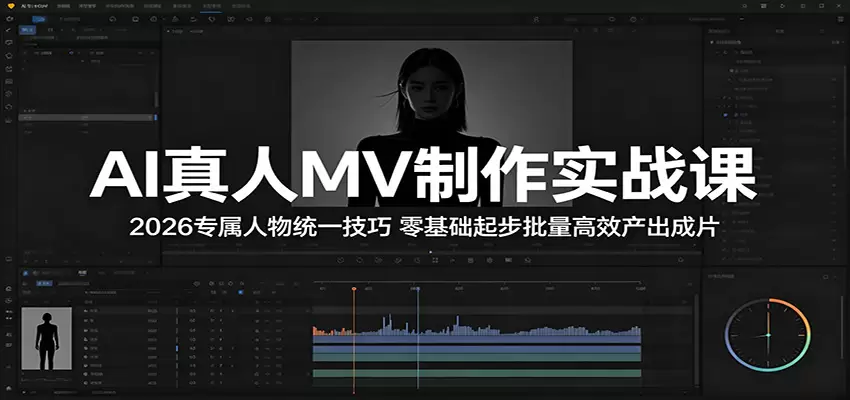 AI真人MV制作实战课：2026专属人物统一技巧，零基础起步批量高效产出成片|青心网创站