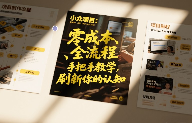 小众项目:零成本、全流程(制作-成交-变现)手把手教学,刷新你的认知