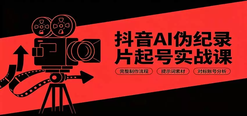 抖音AI伪纪录片起号实战课：完整制作流程，提示词素材，对标账号分析 - 青心资源站