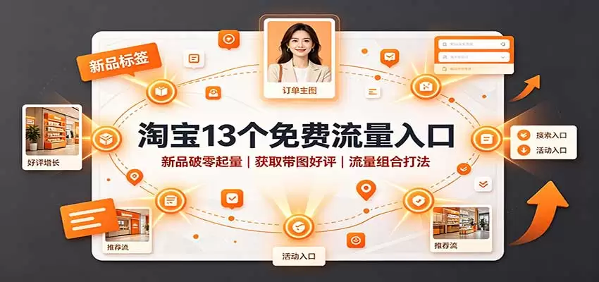 淘宝13个免费流量入口：新品破零起量，获取带图好评，流量组合打法 - 青心资源站