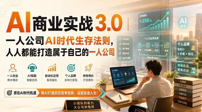 AI商业实战3.0｜一人公司AI时代生存法则，人人都能打造属于自己的一人公司 - 青心资源站