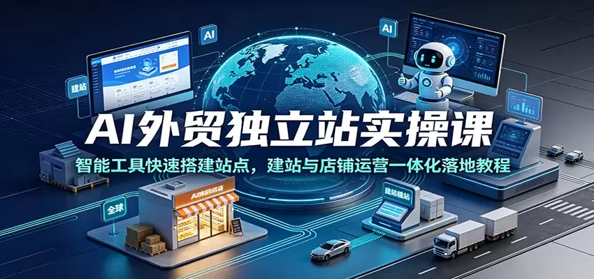 AI外贸独立站实操课：智能工具快速搭建站点，建站与店铺运营一体化落地教程|青心网创站