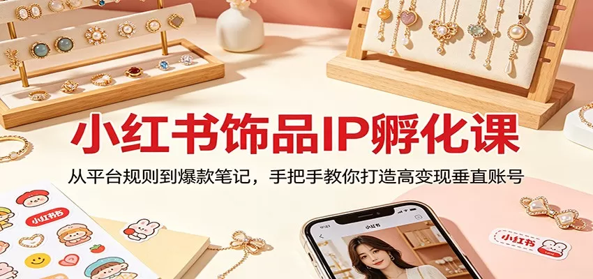 小红书饰品IP孵化课：从平台规则到爆款笔记，手把手教你打造高变现垂直账号|青心网创站