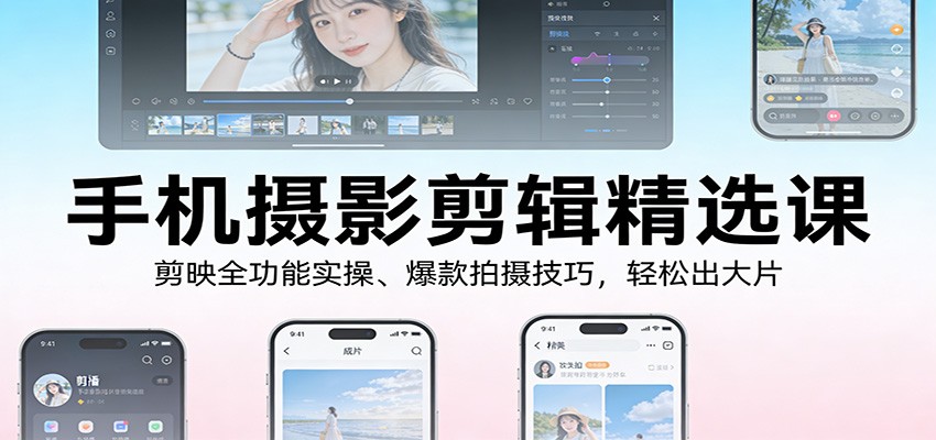 手机摄影剪辑精选课:剪映全功能实操、爆款拍摄技巧,轻松出大片青心网创青心网创站
