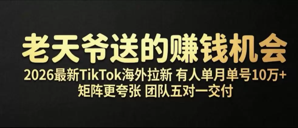 老天爷送的賺钱机会！2026最新TikTok海外拉新，有人单月单号10W+，矩阵更夸张，团队交付【揭秘】|青心网创站