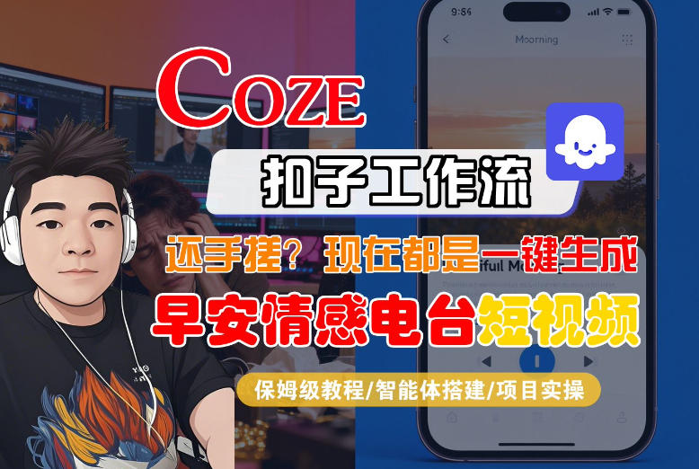 【Coze工作流搭建实操教程】【coze】早安情感电台日签视频还在手动做？用扣子工作流自动生成，省时90%青心网创青心网创站