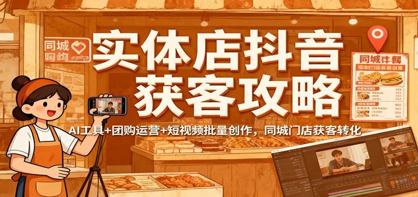 实体店抖音获客攻略：AI工具+团购运营+短视频批量创作，同城门店获客转化-青心网创站
