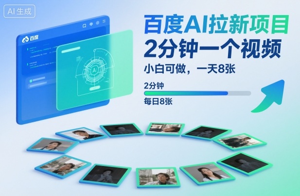 百度AI拉新项目，2分钟一个视频，小白可做，一天8张【附案例+保姆级教程】-青心网创站