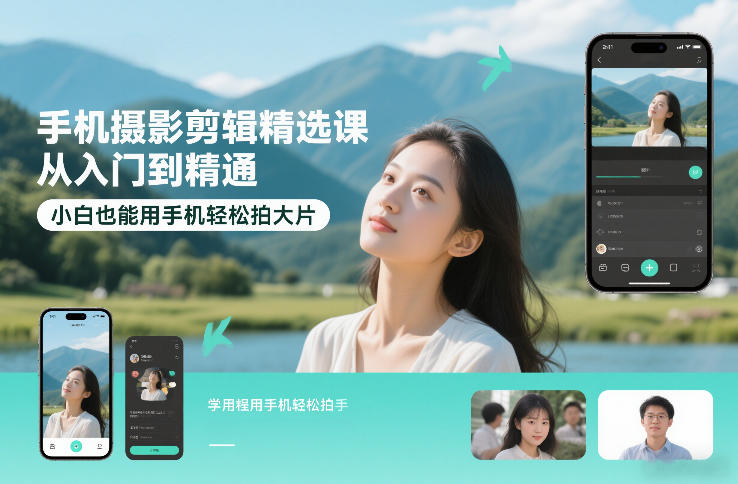 手机摄影剪辑精选课,从入门到精通,小白也能用手机轻松拍大片青心网创青心网创站