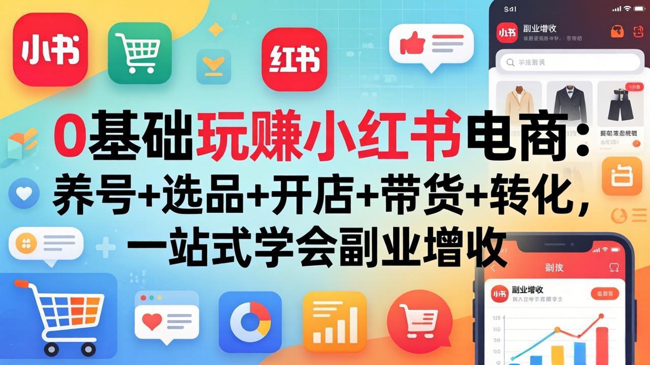 0基础玩赚小红书电商:养号+选品+开店+带货+转化,一站式学会副业增收|青心网创站