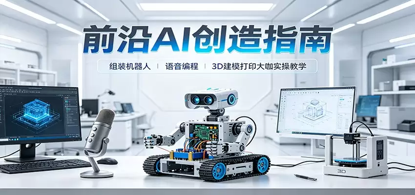 前沿AI创造指南：组装机器人、语音编程、3D建模打印大咖实操教学|青心网创站