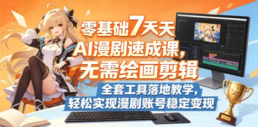 零基础7天AI漫剧速成课，无需绘画剪辑，全套工具落地教学，轻松实现漫剧账号稳定变现|青心网创站