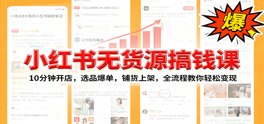 小红书无货源爆单课：10分钟开店，选品爆单，铺货上架，全流程教你轻松变现-青心网创站