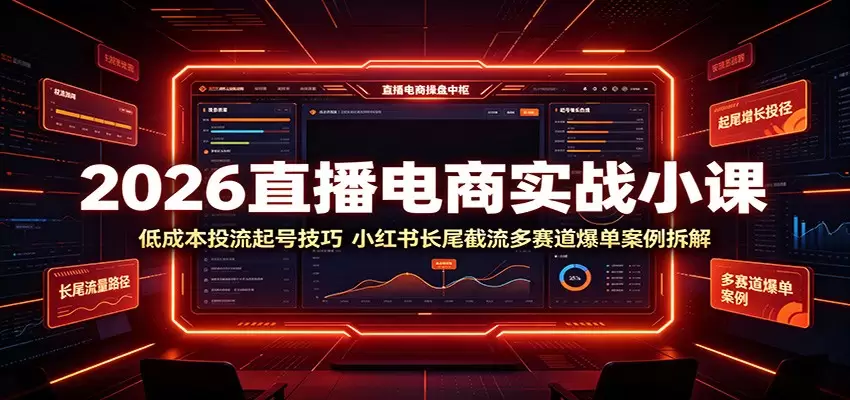 2026直播电商实战小课：低成本投流起号技巧，小红书长尾截流多赛道爆单案例拆解|青心网创站