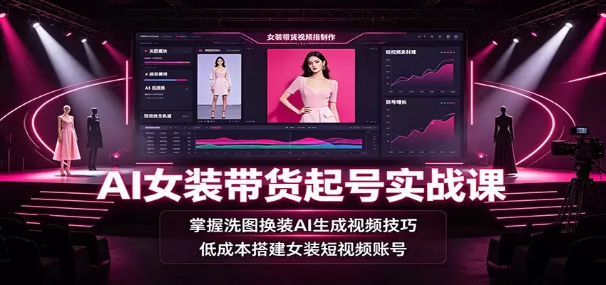 AI女装带货起号实战课：掌握洗图换装AI生成视频技巧，低成本搭建女装短视频账号|青心网创站