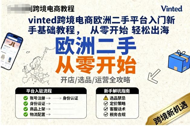 vinted跨境电商欧洲二手平台入门新手基础教程,从零开始轻松出海-青心网创站