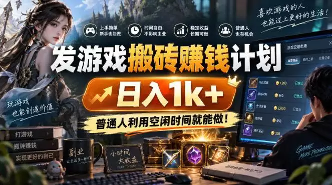 (20498期)游戏搬砖賺钱计划 ,日入千元,可批量矩阵操作适合新手小白! (20498期)游戏搬砖賺钱计划 ,日入千元,可批量矩阵操作适合新手小白!