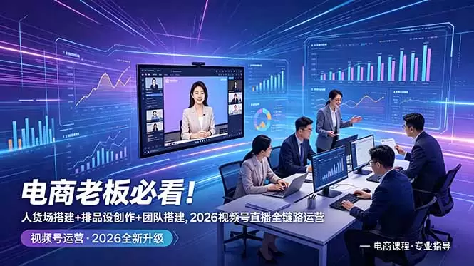 电商老板必看！人货场搭建+排品设计+素材创作+团队搭建，2026视频号直播全链路运营|青心网创站