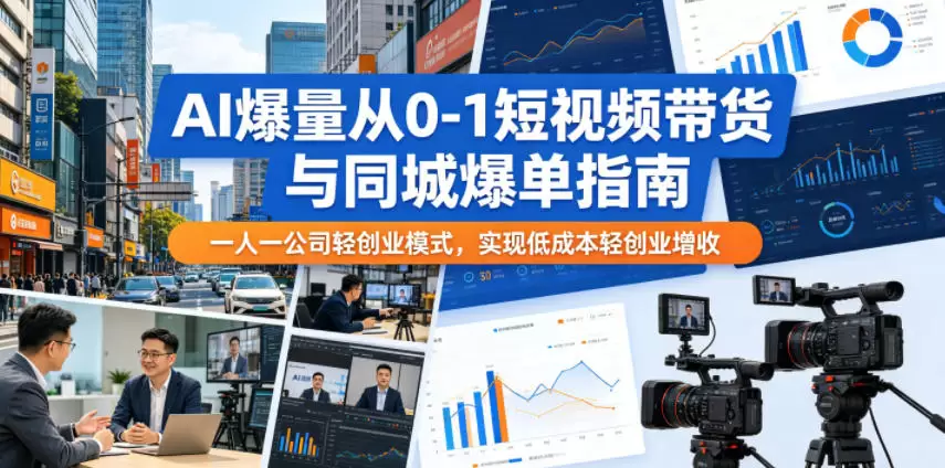 AI爆量从0-1短视频带货与同城爆单指南，一人一公司轻创业模式，实现低成本轻创业增收|青心网创站