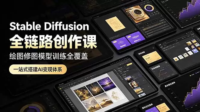 Stable Diffusion全链路创作课，绘图修图模型训练全覆盖，一站式搭建AI变现体系|青心网创站
